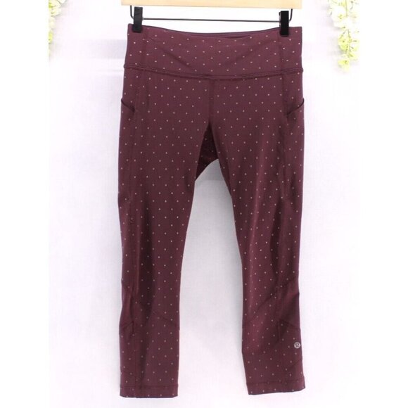 Lululemon Pace Rival Crop Night Fall Bordeaux Drama Gold Special Edition Sz 6 - Picture 1 of 7